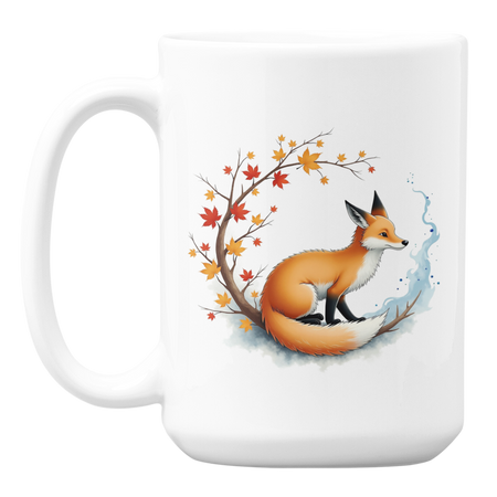 Lis i jesienne liście  - Kubek 450ml