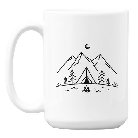 Góry, namiot i ognisko  - Kubek 450ml